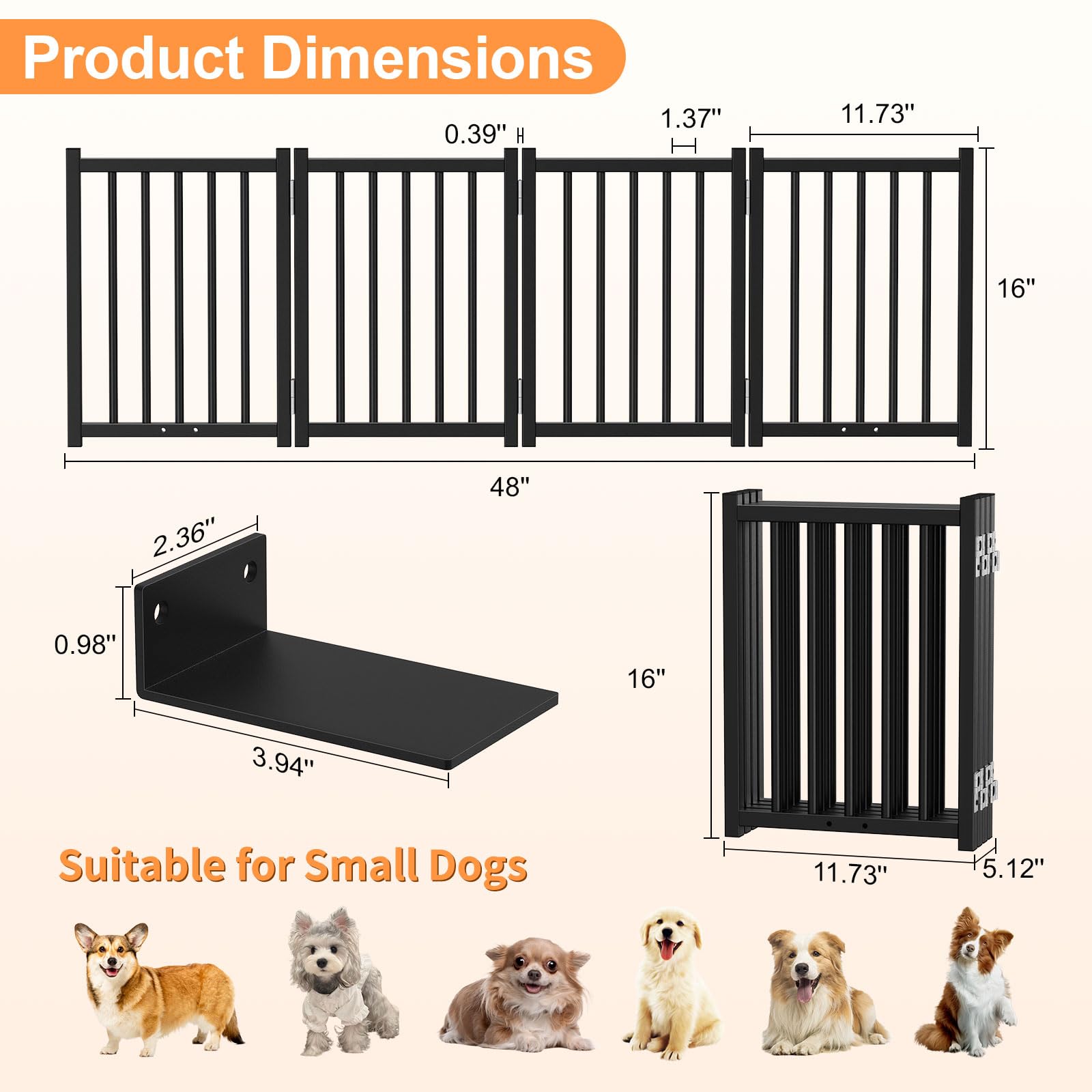 Snughome Short Dog Gate fully extended to 48 inches for wider passages.