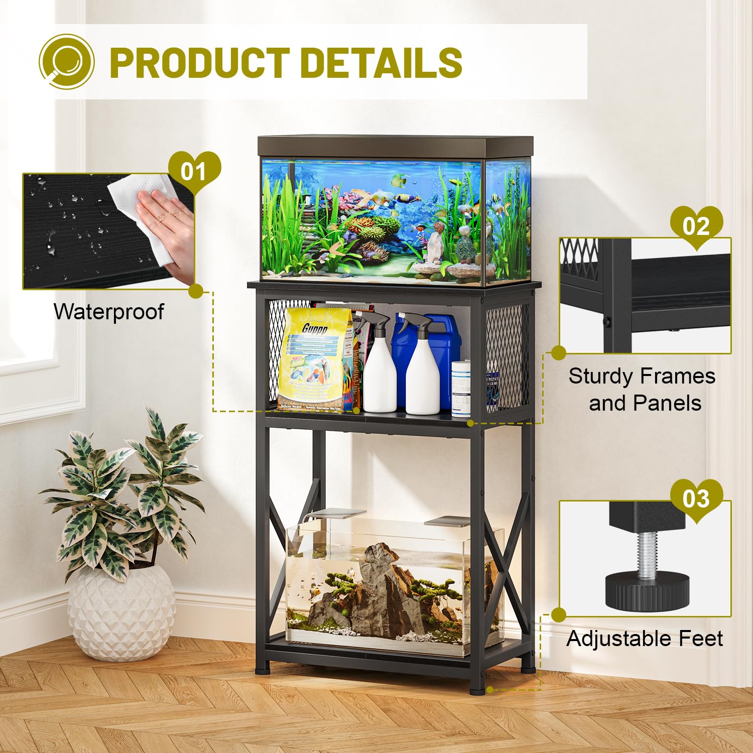 Snughome stand adjustable feet ensure stable placement on uneven floors