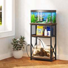 Close-up of charging station on the Snughome stand with multiple outlets.