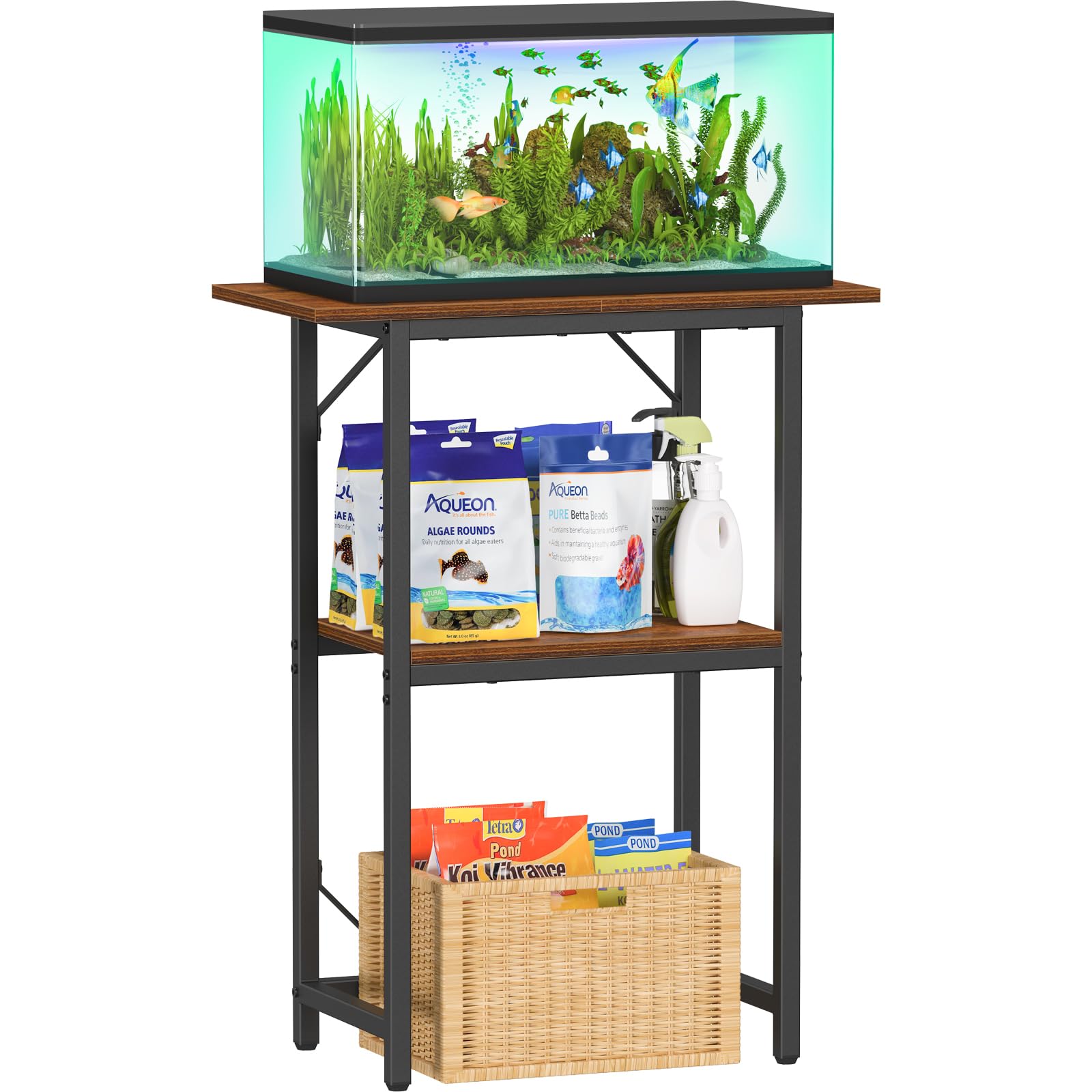 Snughome fish tank stand front view showing sturdy build for 20-gallon setup