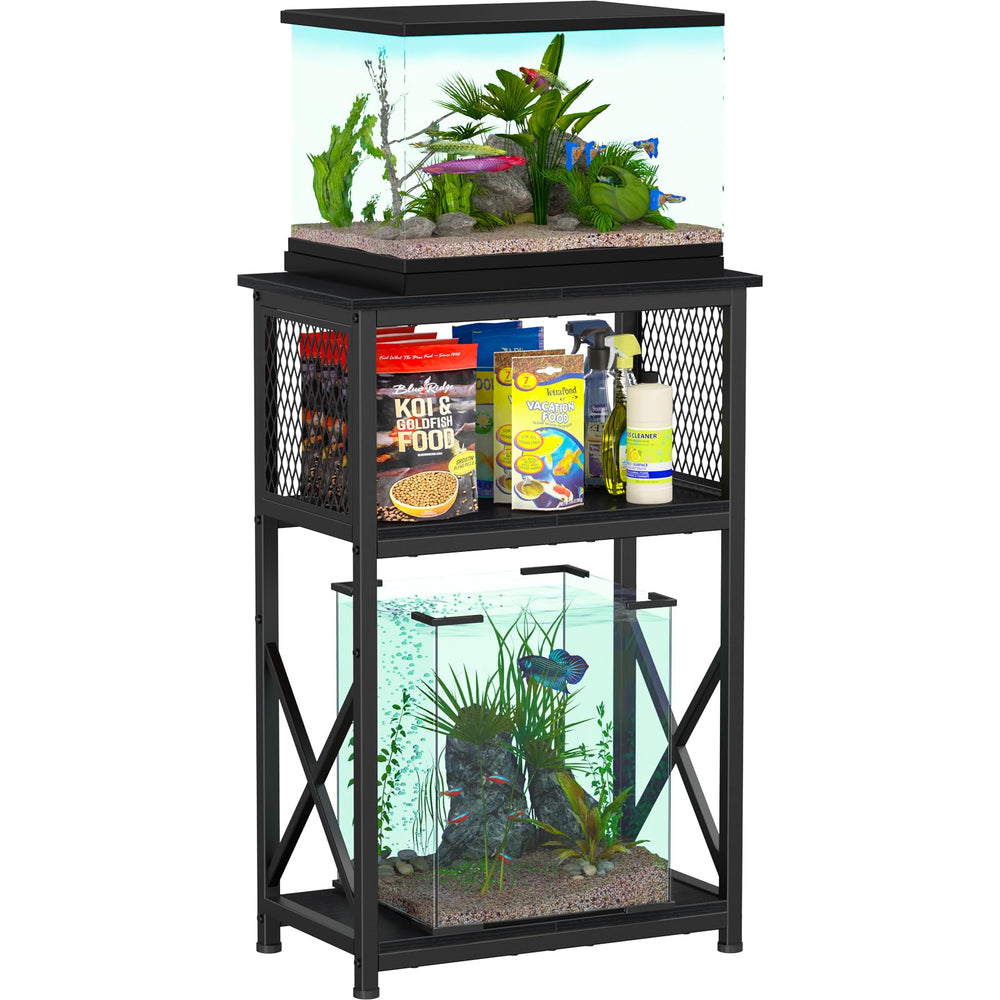 Snughome stand top view reveals a sturdy 3-tier setup for a 10-gallon tank