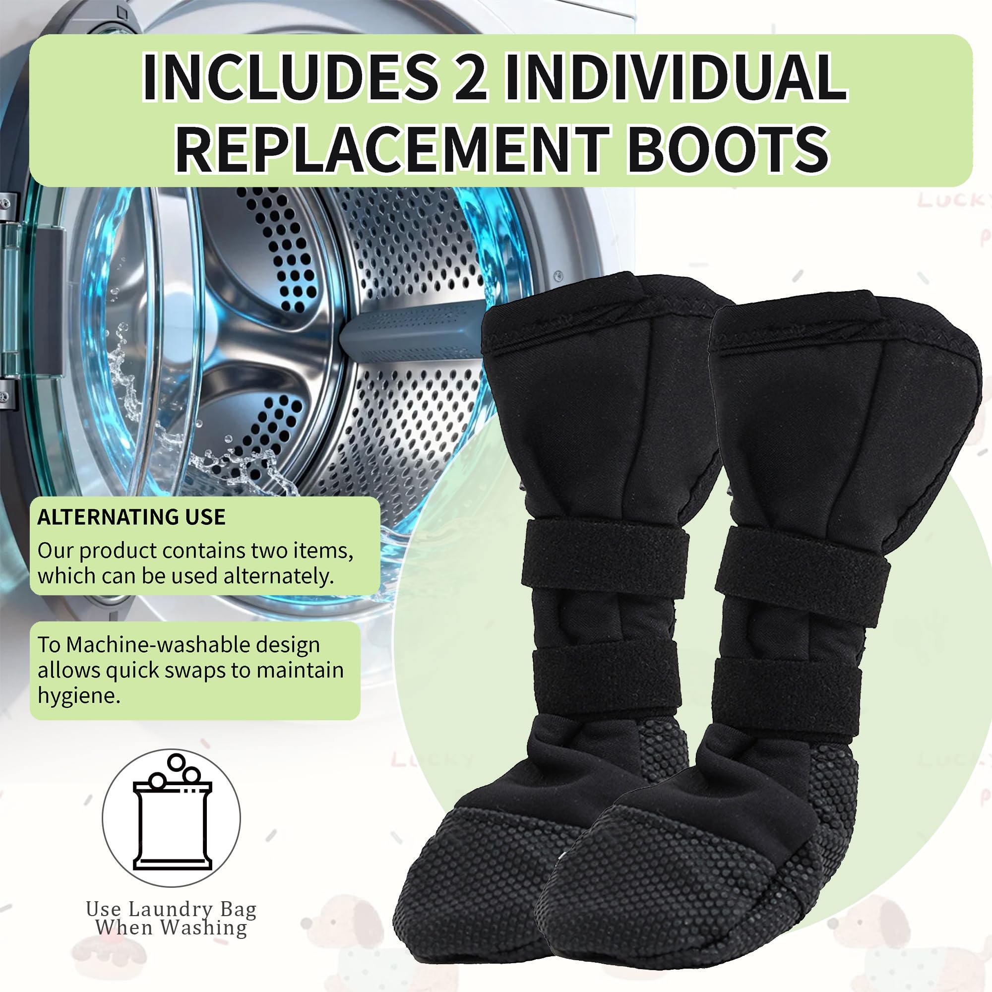 Snugrance dog paw boot side view highlighting adjustable straps for a secure fit.