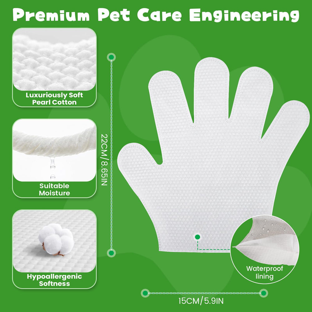 Individually wrapped SnugTail Glove Wipes for daily grooming on the go.
