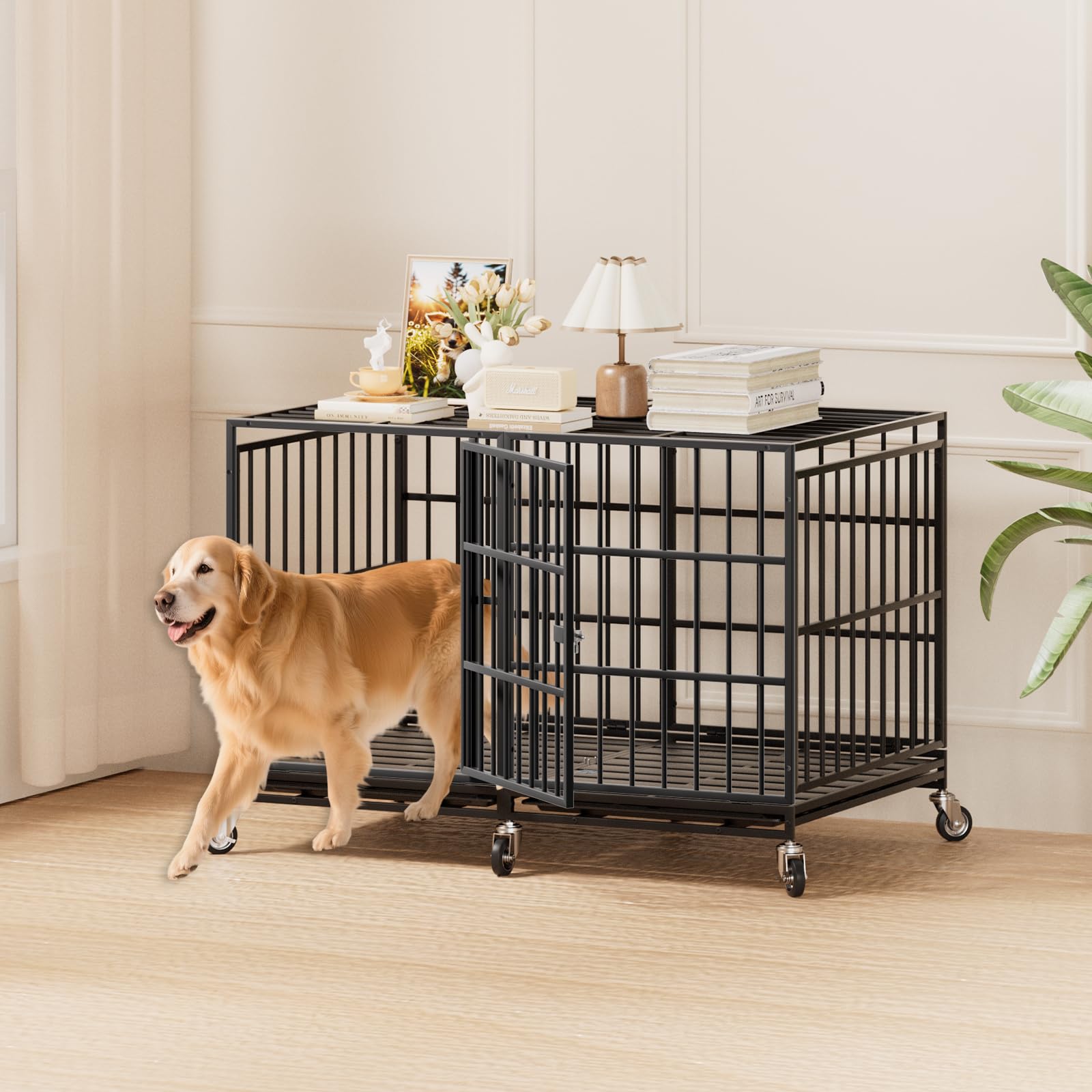 Snuowu crate with removable tray offers quick cleanup and maintenance.