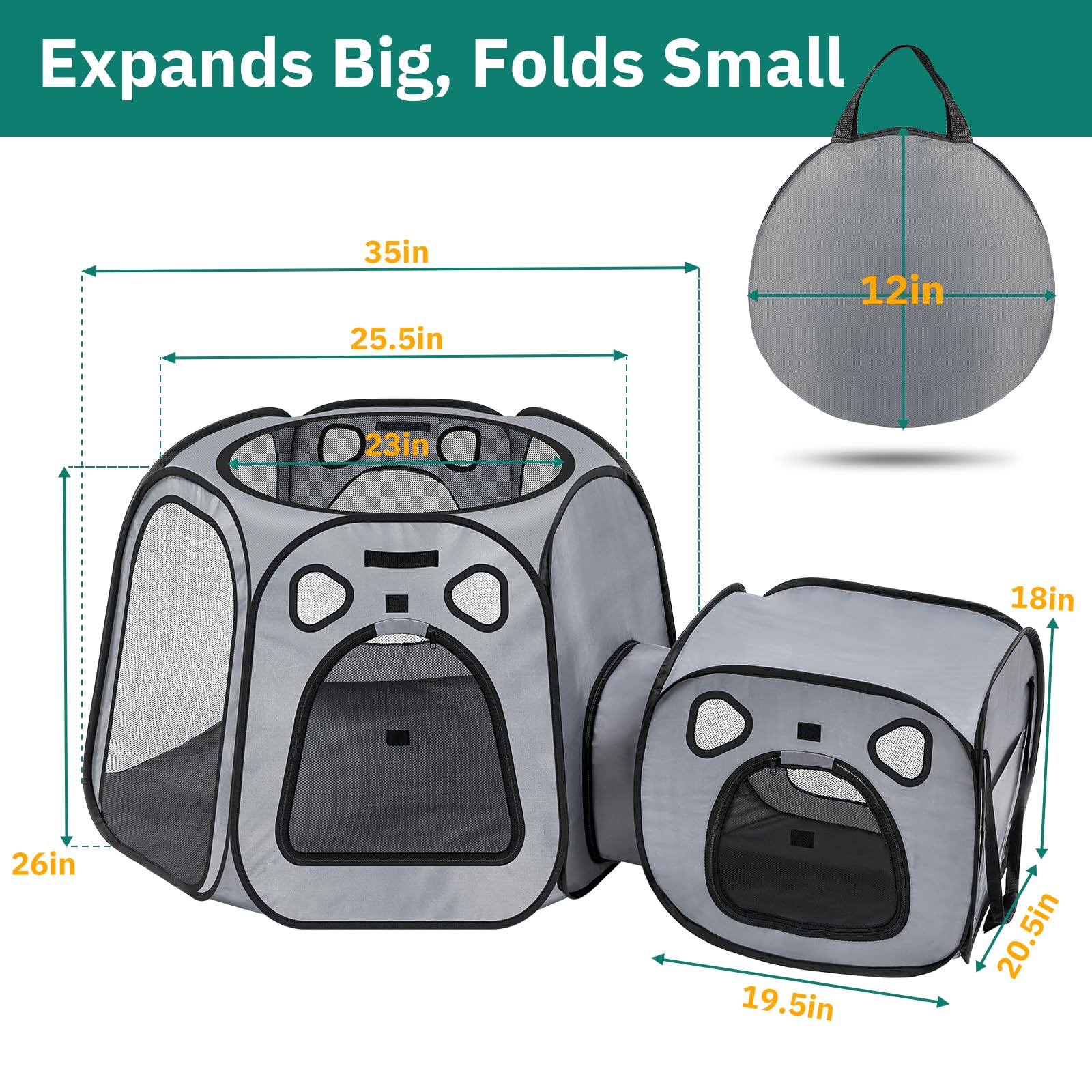 Snuvid Cat Playpen litter-area kennel fits a litter box securely