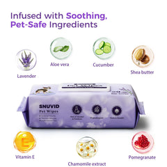 Snuvid dog wipes hydrating formula with Aloe Vera and Chamomile for skin comfort