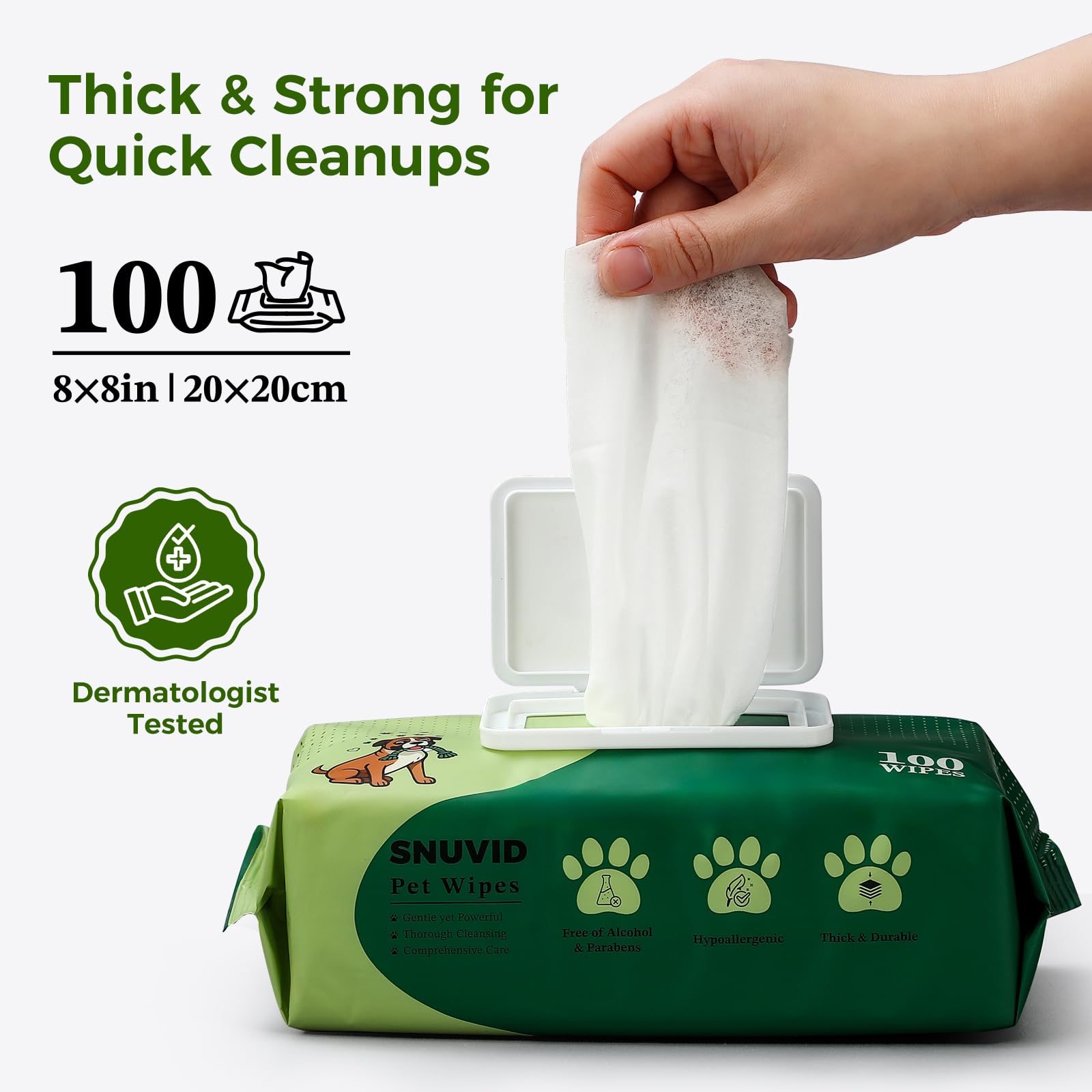 Snuvid pet wipes hypoallergenic with aloe—soothing skin while cleaning.