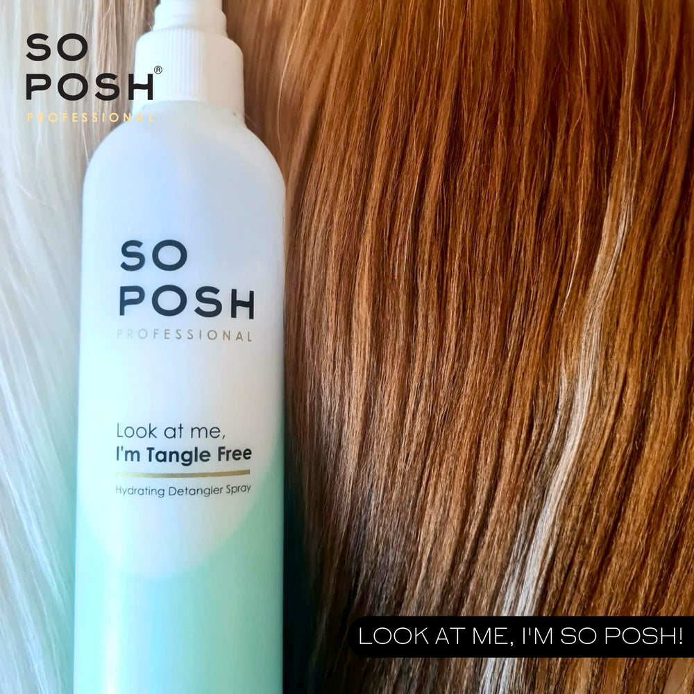 So Posh Look at Me I'm Tangle Free two-phase formula demonstrates blue liquid and white emulsion separation.
