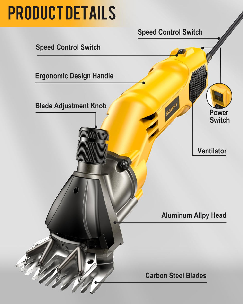 SOARFLY durable body supports heavy-duty grooming work