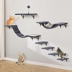 Sobly wall-mounted cat climber set with shelves, ideal for independent climbing and cozy naps.