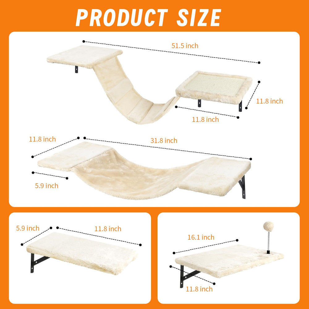 Sobly cat wall climber perches and bridge offer multiple lookout points for play and observation.