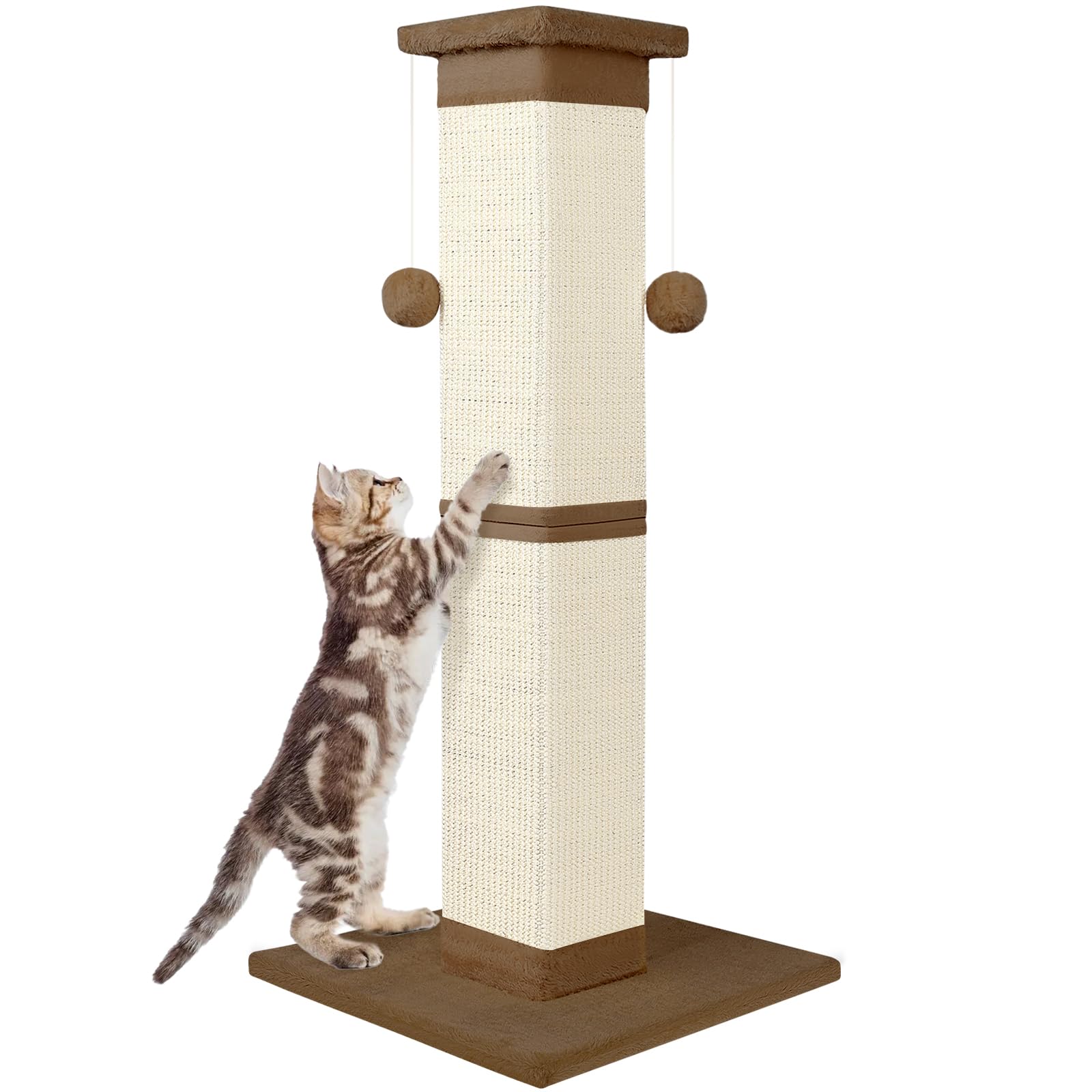 SOCATER 33-inch nature sisal post provides tall vertical space for indoor cats.
