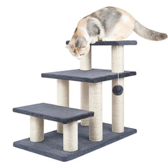 SOCATER dog stairs 3-step grey provide stable access to high beds