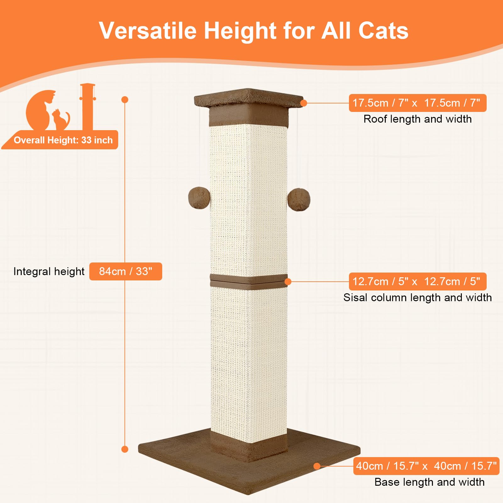 SOCATER natural sisal fibers imitate tree bark for instinctive scratching.
