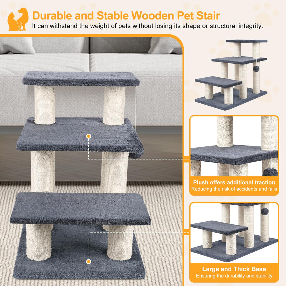 SOCATER grey pet stairs provide stable support for small pets