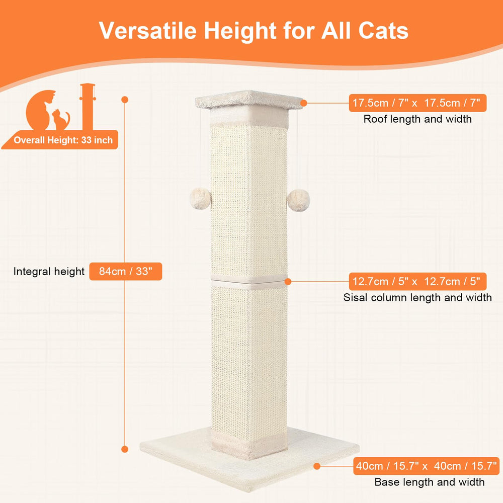 SOCATER wide 5-inch sisal posts provide broad scratching area.
