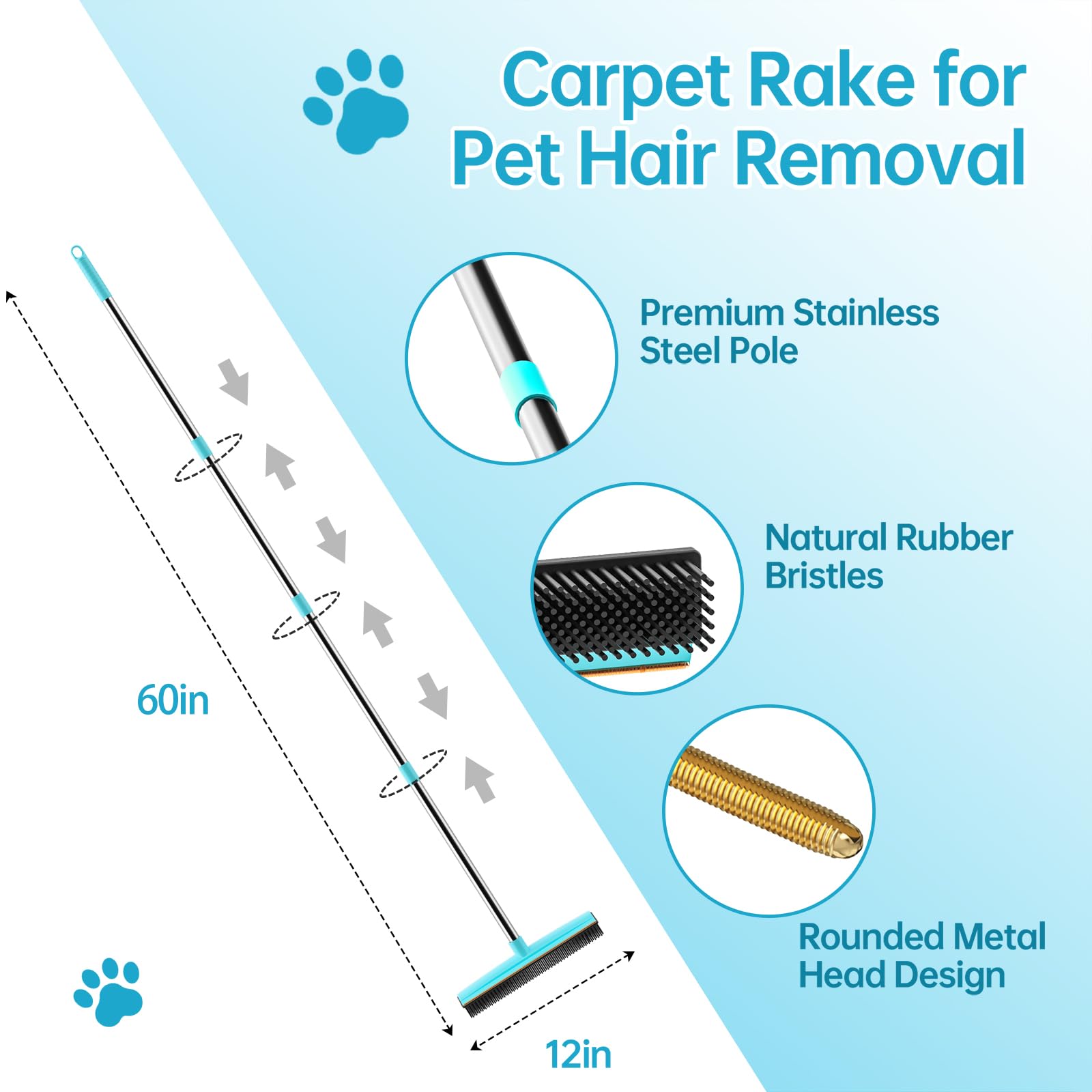 SOCCSO rubber bristles attract pet hair from surfaces