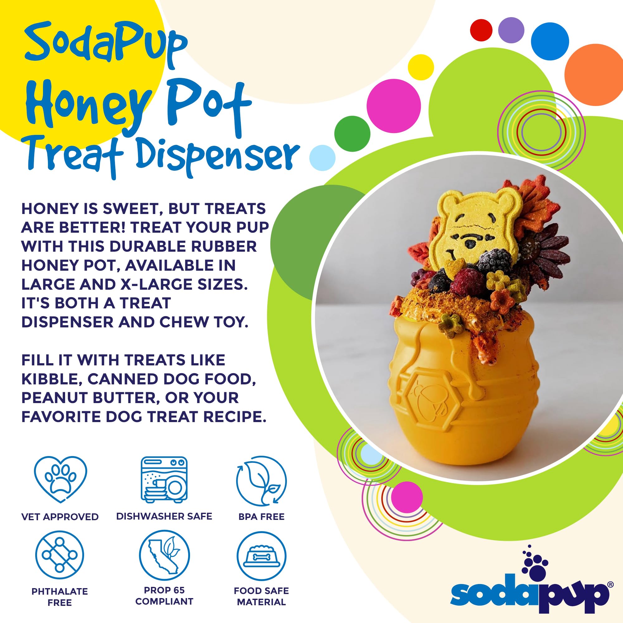 SodaPup Honey Pot floats on water during bath-time fun