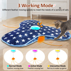 Sofolor hidden feather wand moves under mat for stealthy chase.