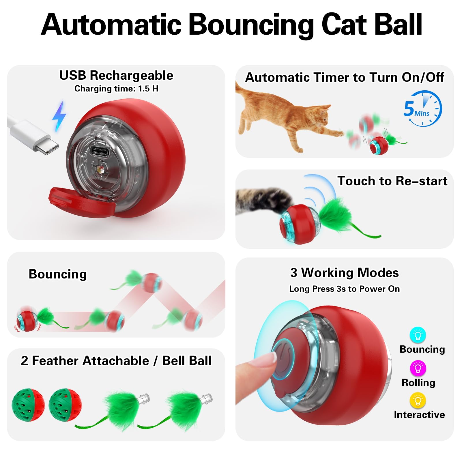 Sofolor rechargeable cat ball on charging dock ready to use