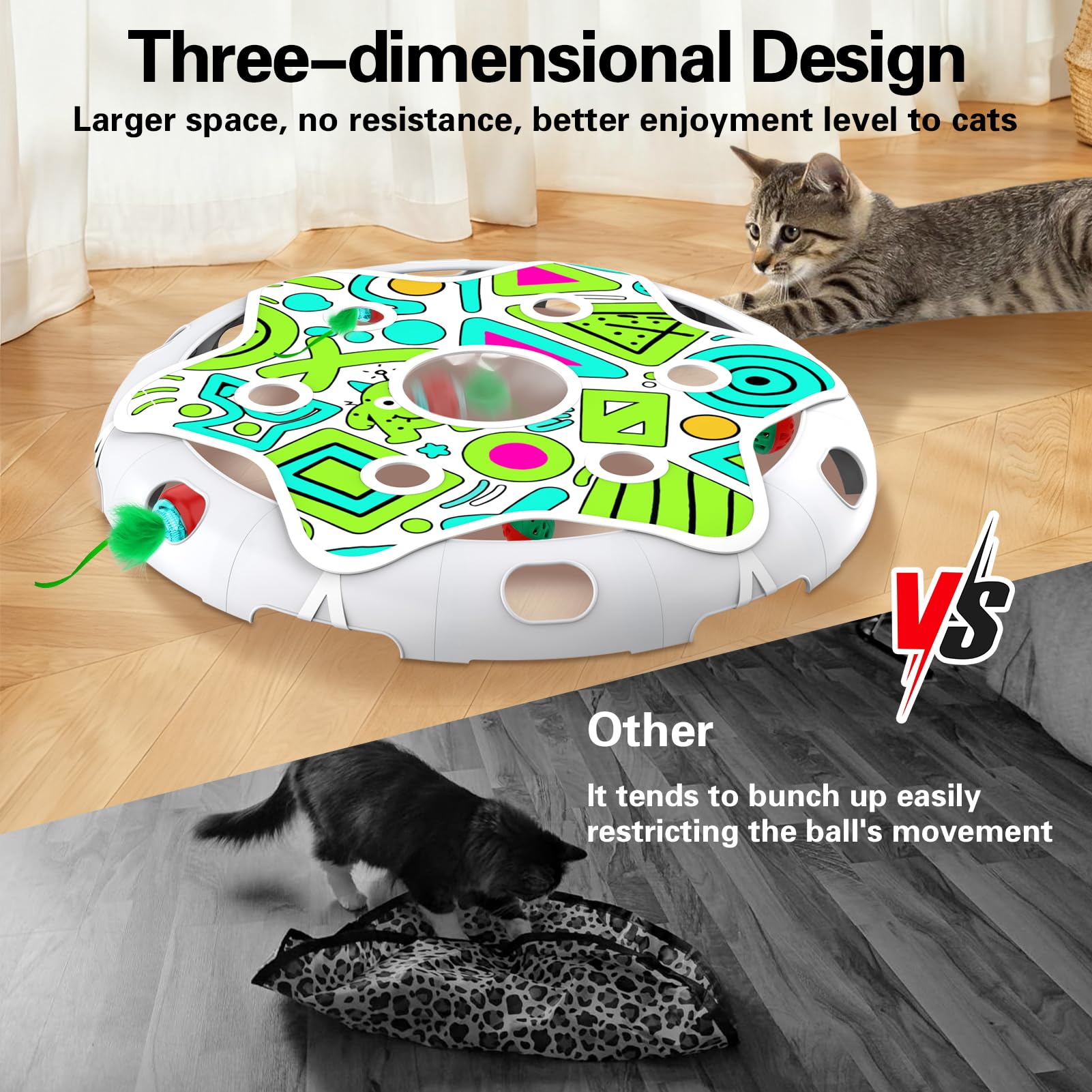 Sofolor two kitten bell balls close-up for batting fun