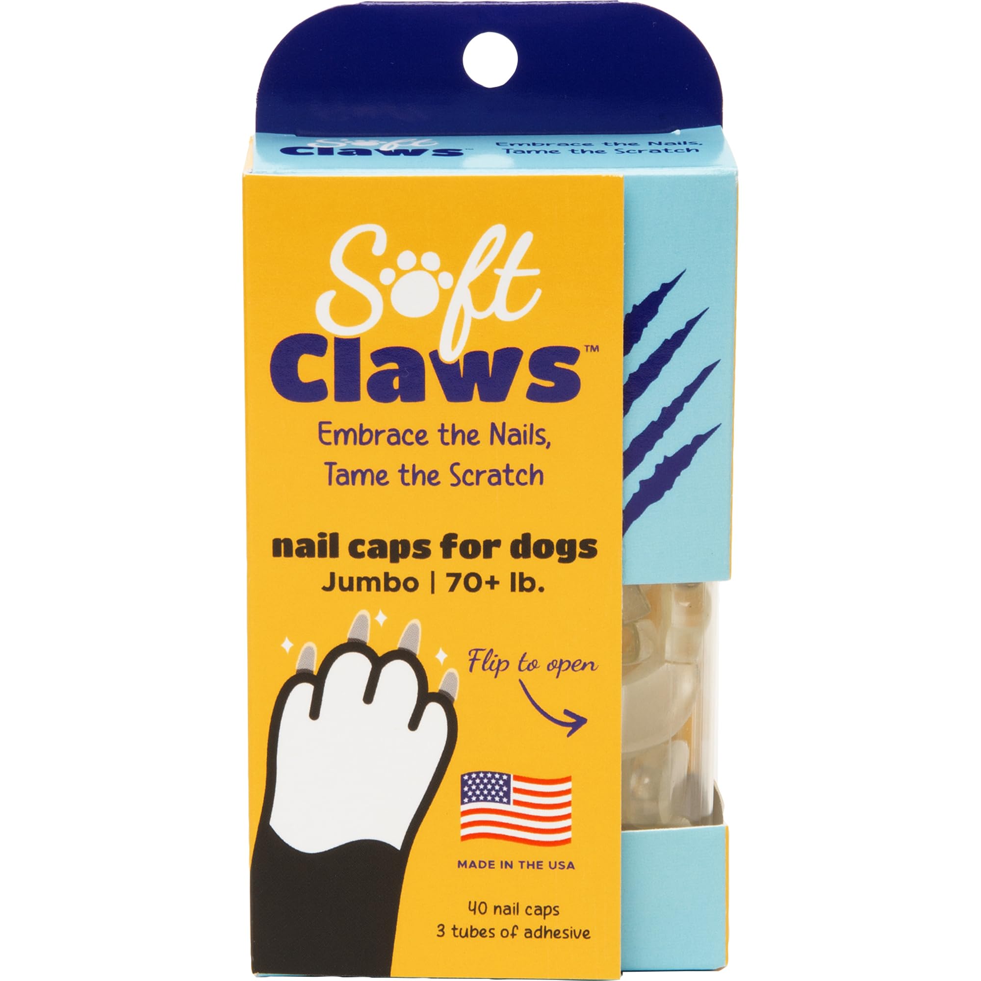 Soft Claws packaging image showing easy setup for nails