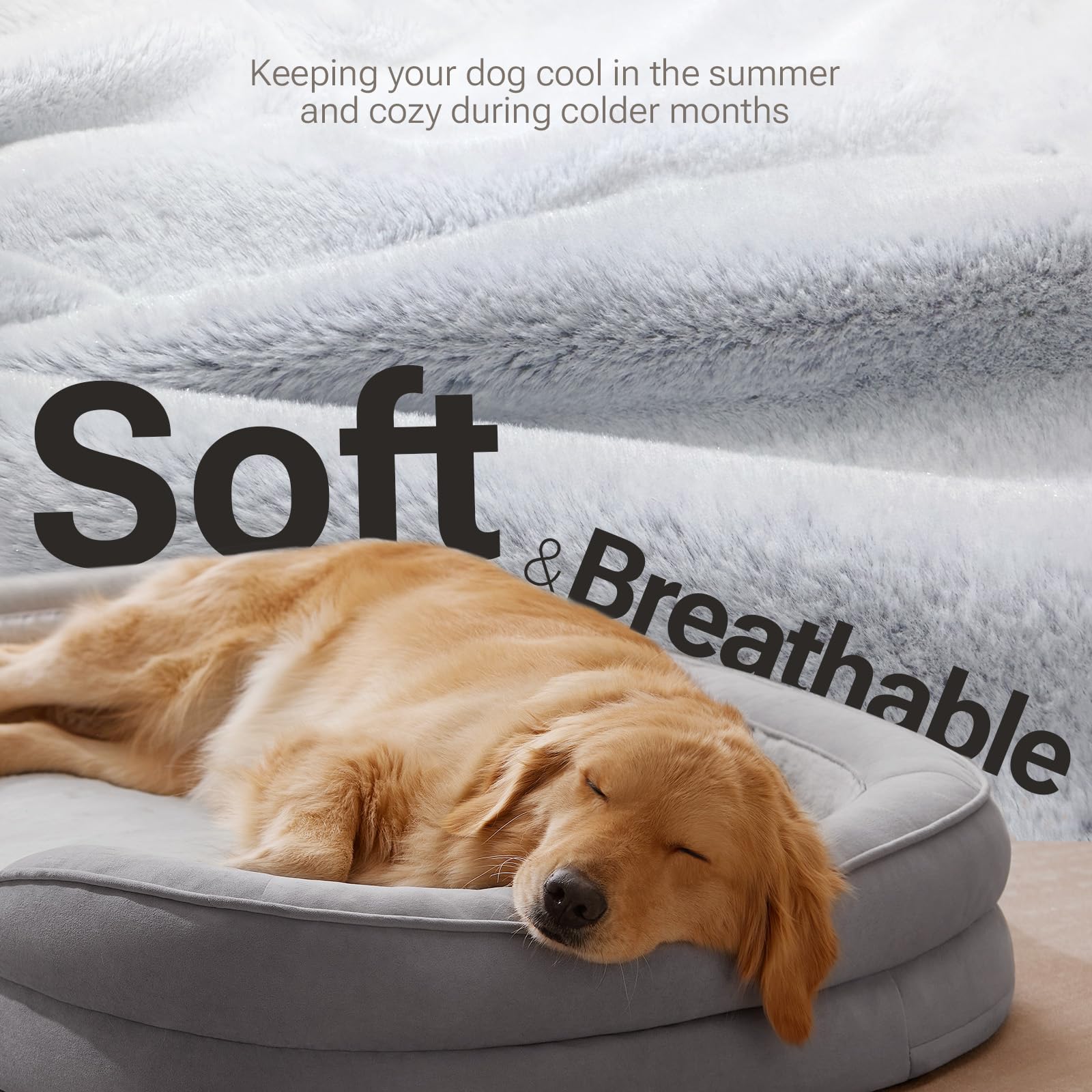 Soft Touch orthopedic XL dog bed with C-shape design supports neck comfort.