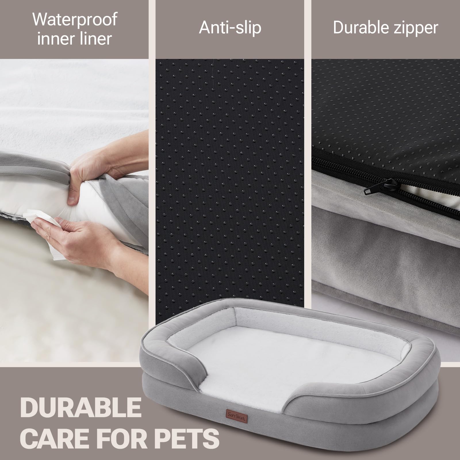 Removable washable cover keeps Soft Touch bed easy to refresh.
