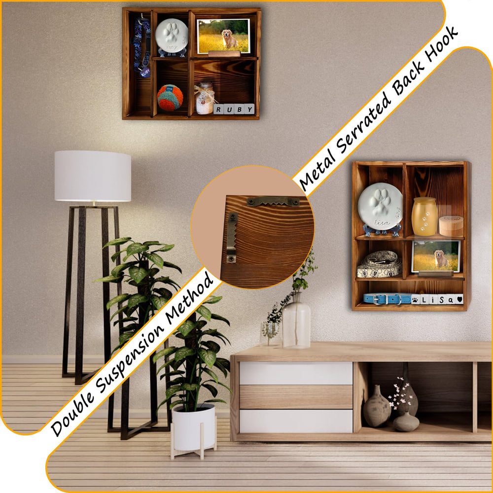 Photo stand and keepsakes arranged inside the Sofunii memorial shadow box