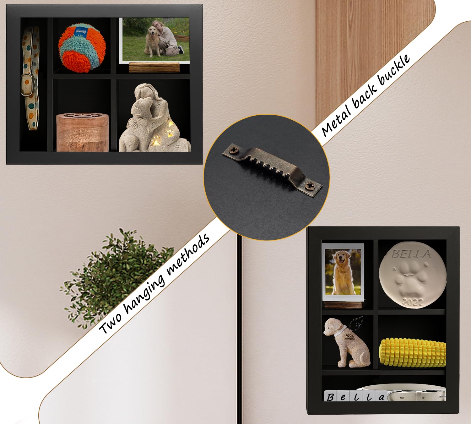 Sofunii shadow box with transparent plexiglass panel protecting memories