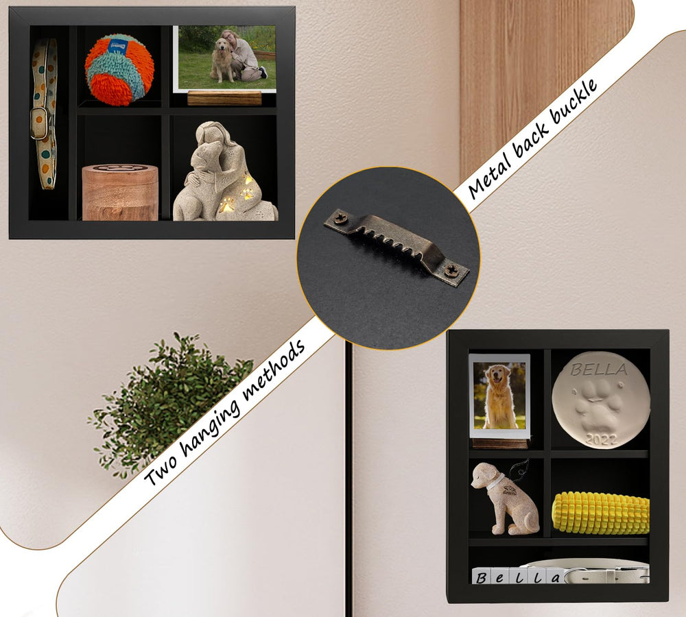 Sofunii shadow box with transparent plexiglass panel protecting memories