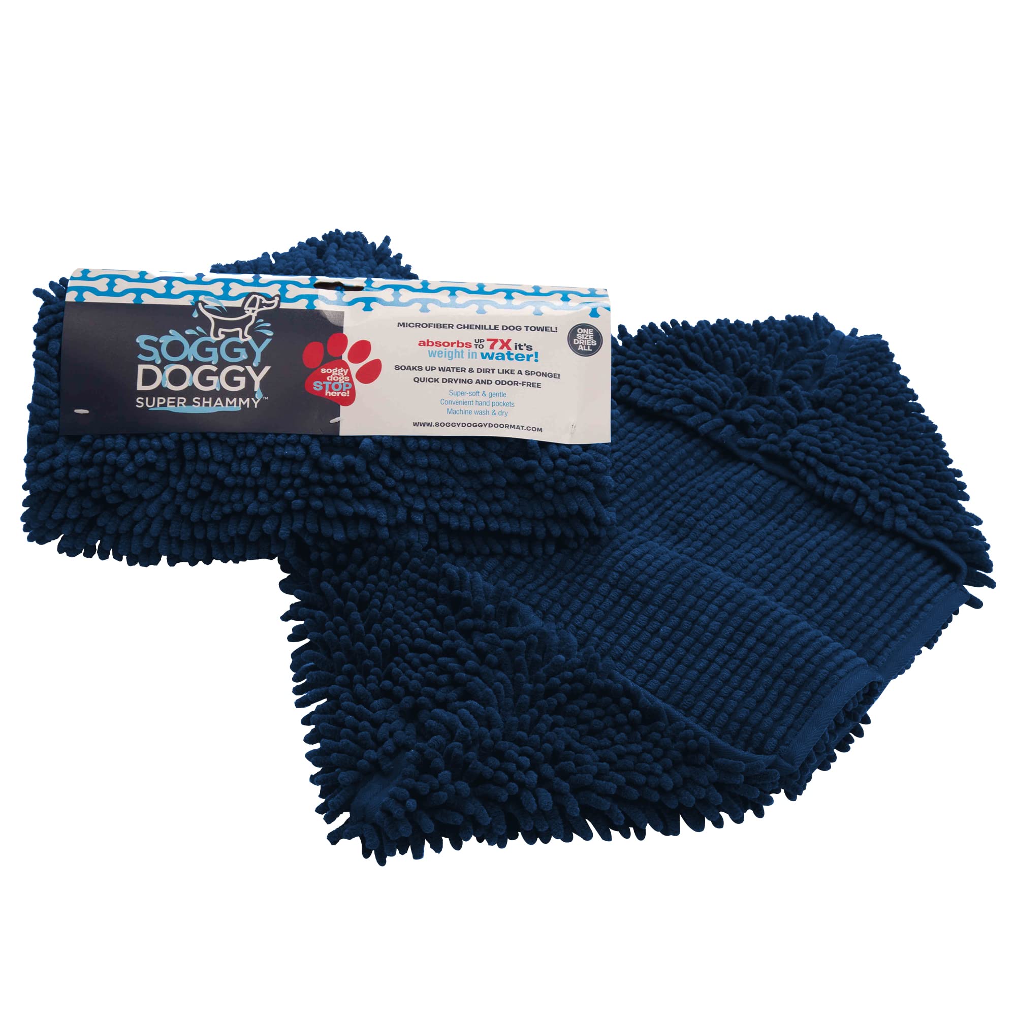 Soggy Doggy Doormat navy blue towel for versatile pet care