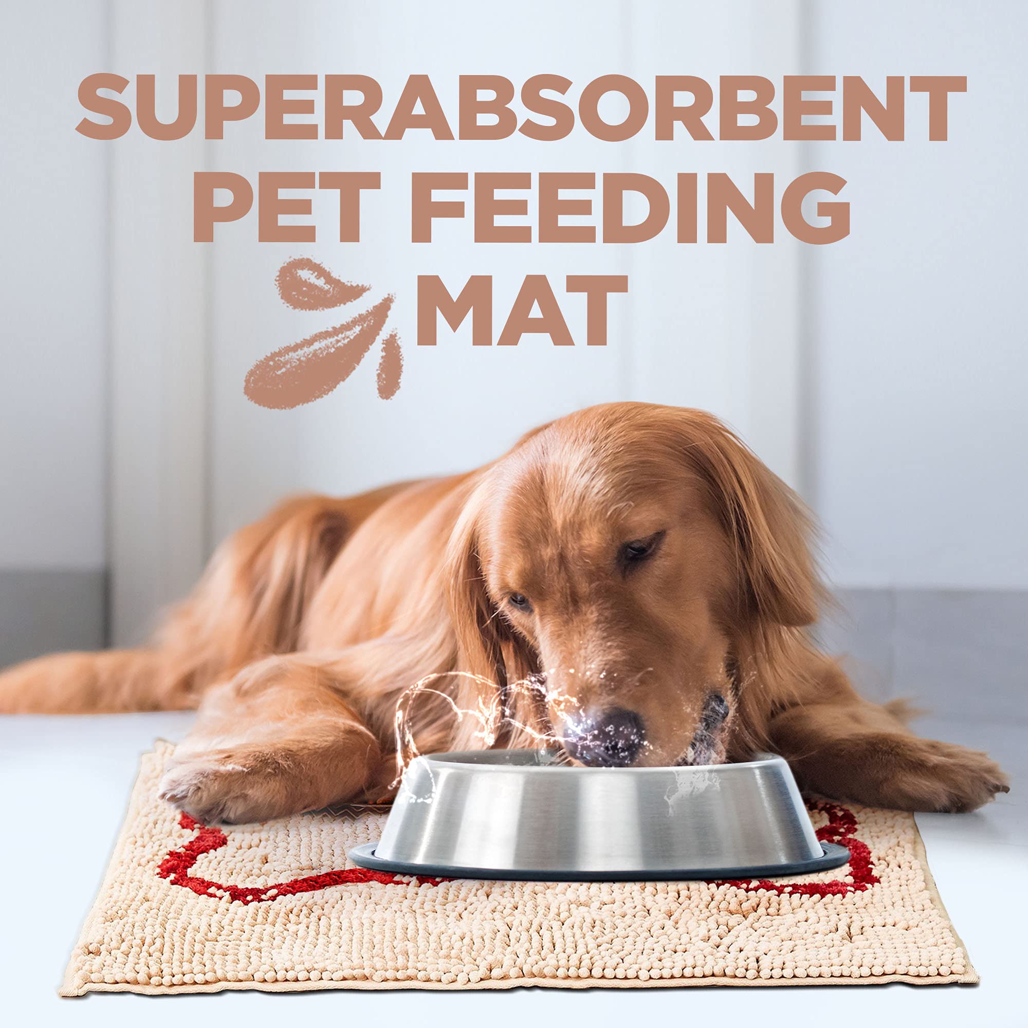 Soggy Doggy Slopmat beige/red bone color blends with décor.