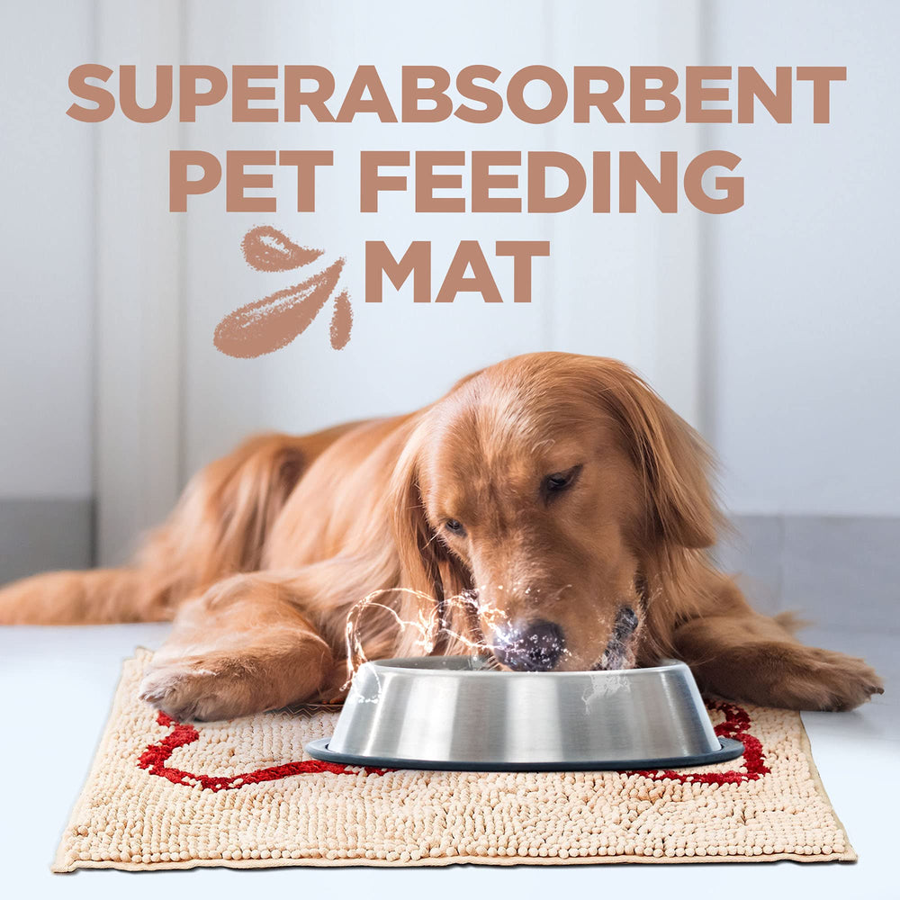 Soggy Doggy Slopmat beige/red bone color blends with décor.
