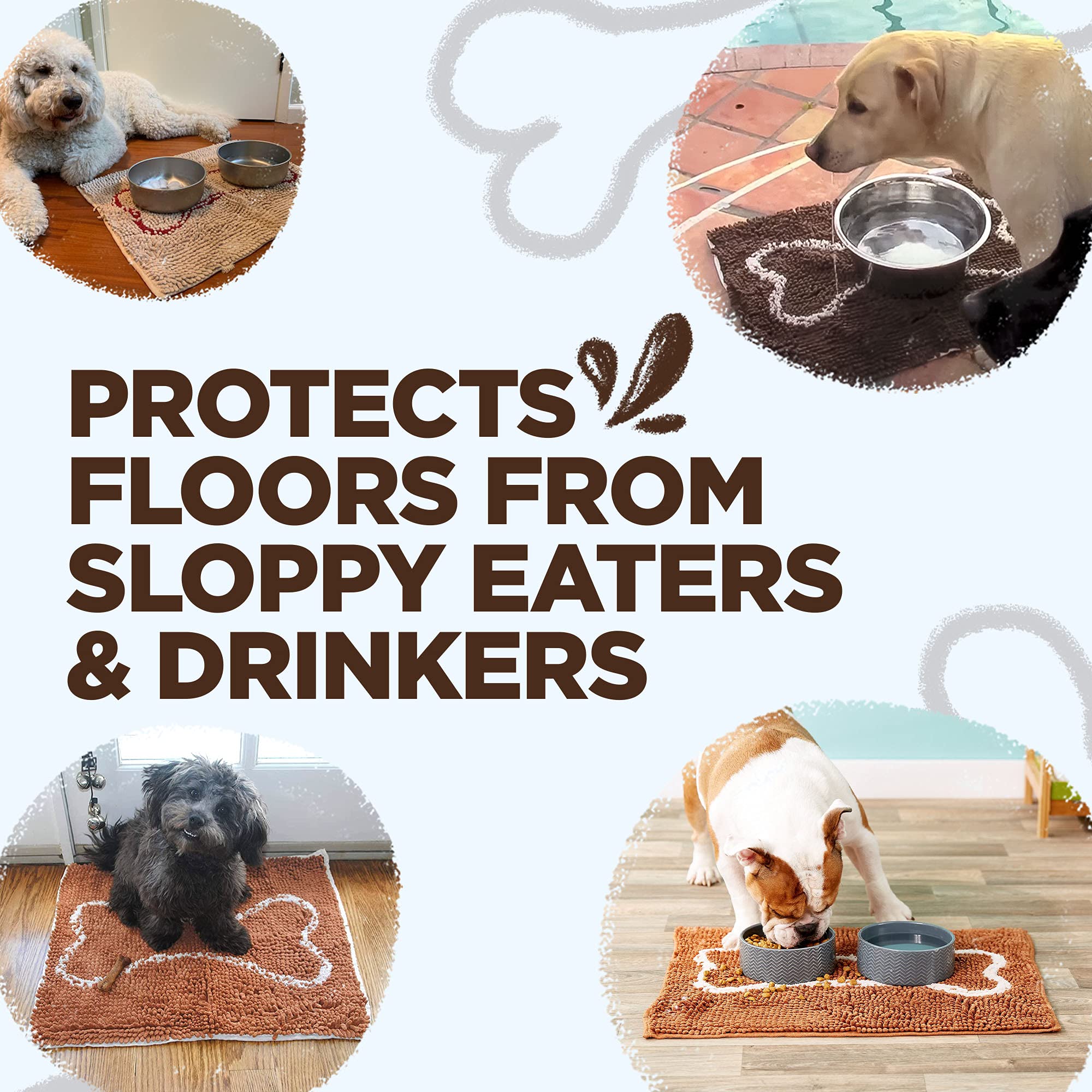 Soggy Doggy Slopmat bone-pattern design blends with home décor
