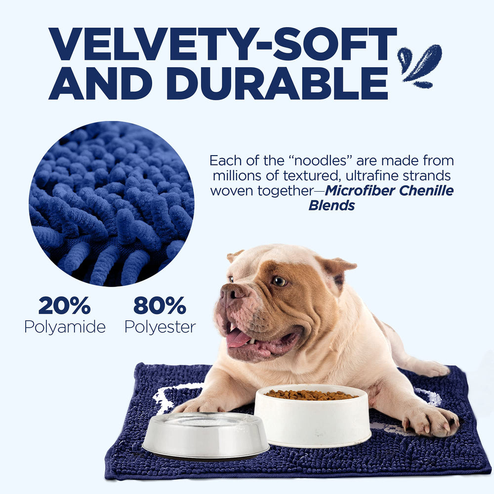 Soggy Doggy Slopmat quick-drying fibers reduce moisture and odors after use.