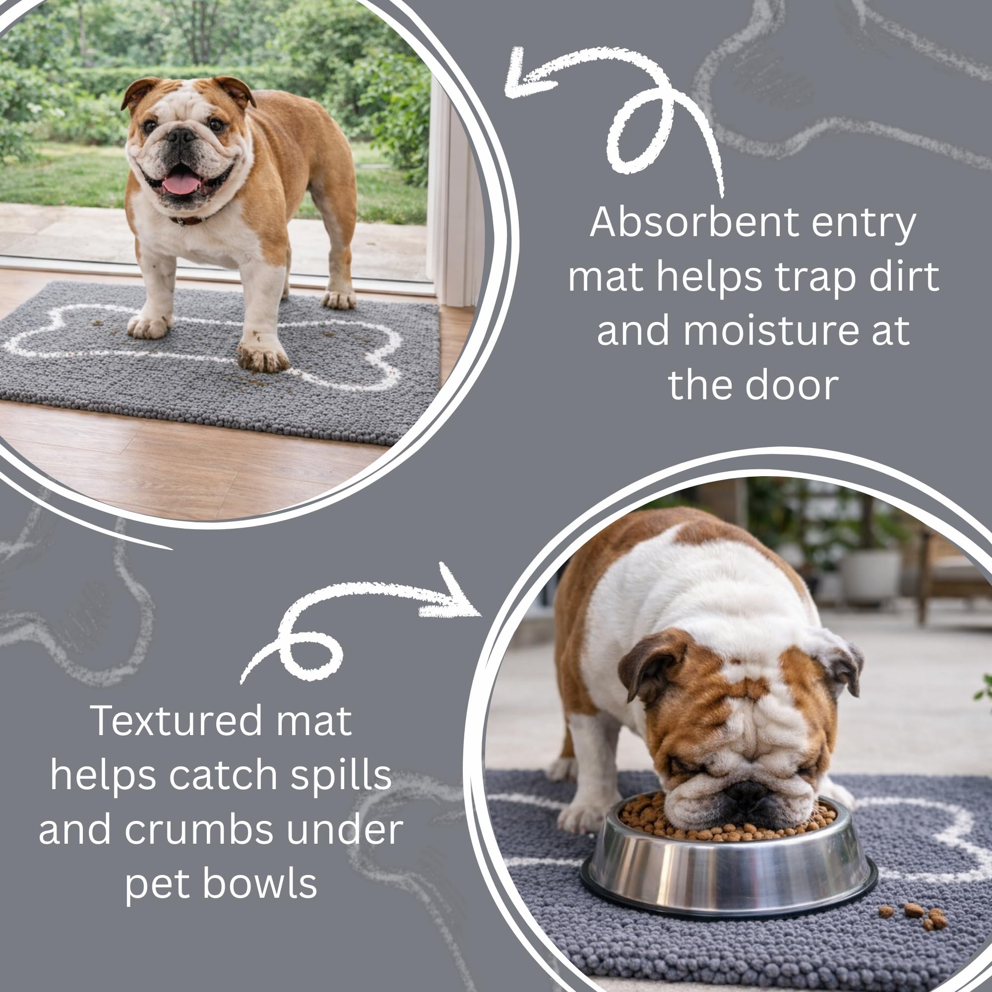 Soggy Doggy Slopmat under bowls keeps floors dry and protected