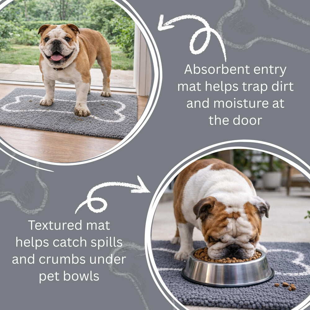 Soggy Doggy Slopmat under bowls keeps floors dry and protected