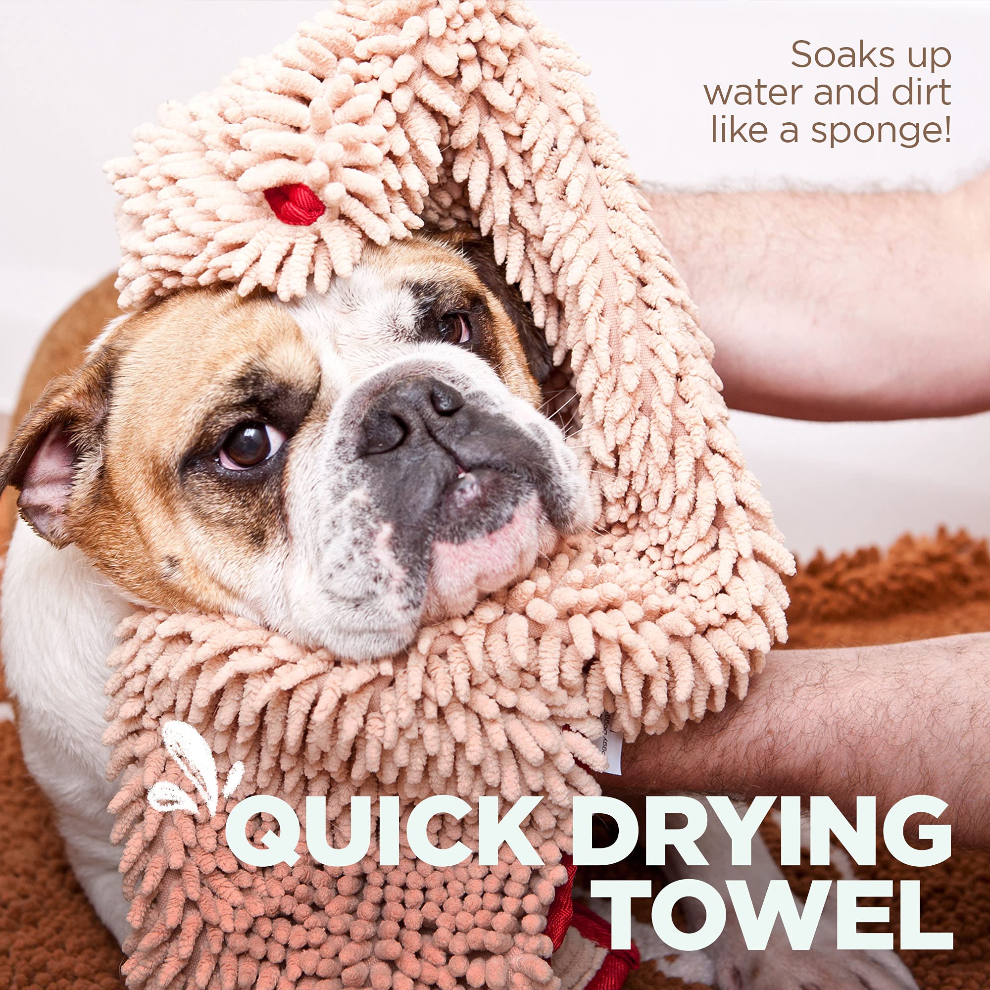 Soggy Doggy Super Shammy towel shows fast drying chenille fibers.