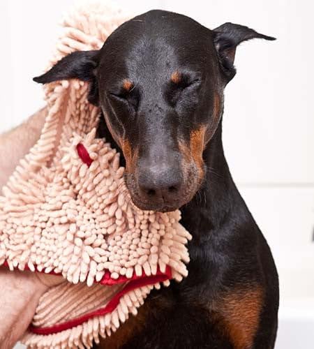 Soggy Doggy Super Shammy towel with hand pockets for secure grip.
