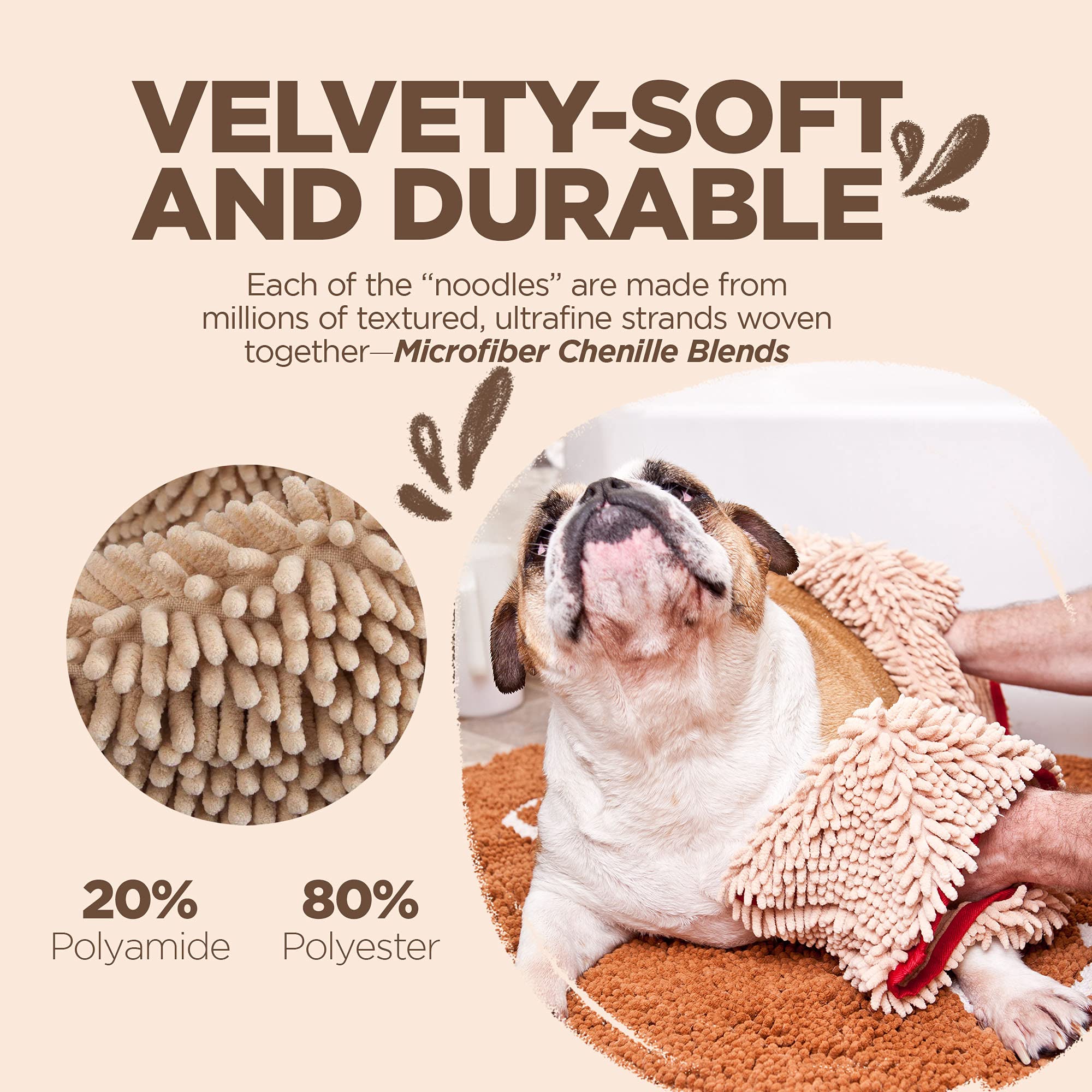 Soggy Doggy towel supports home and travel cleanup for dogs.