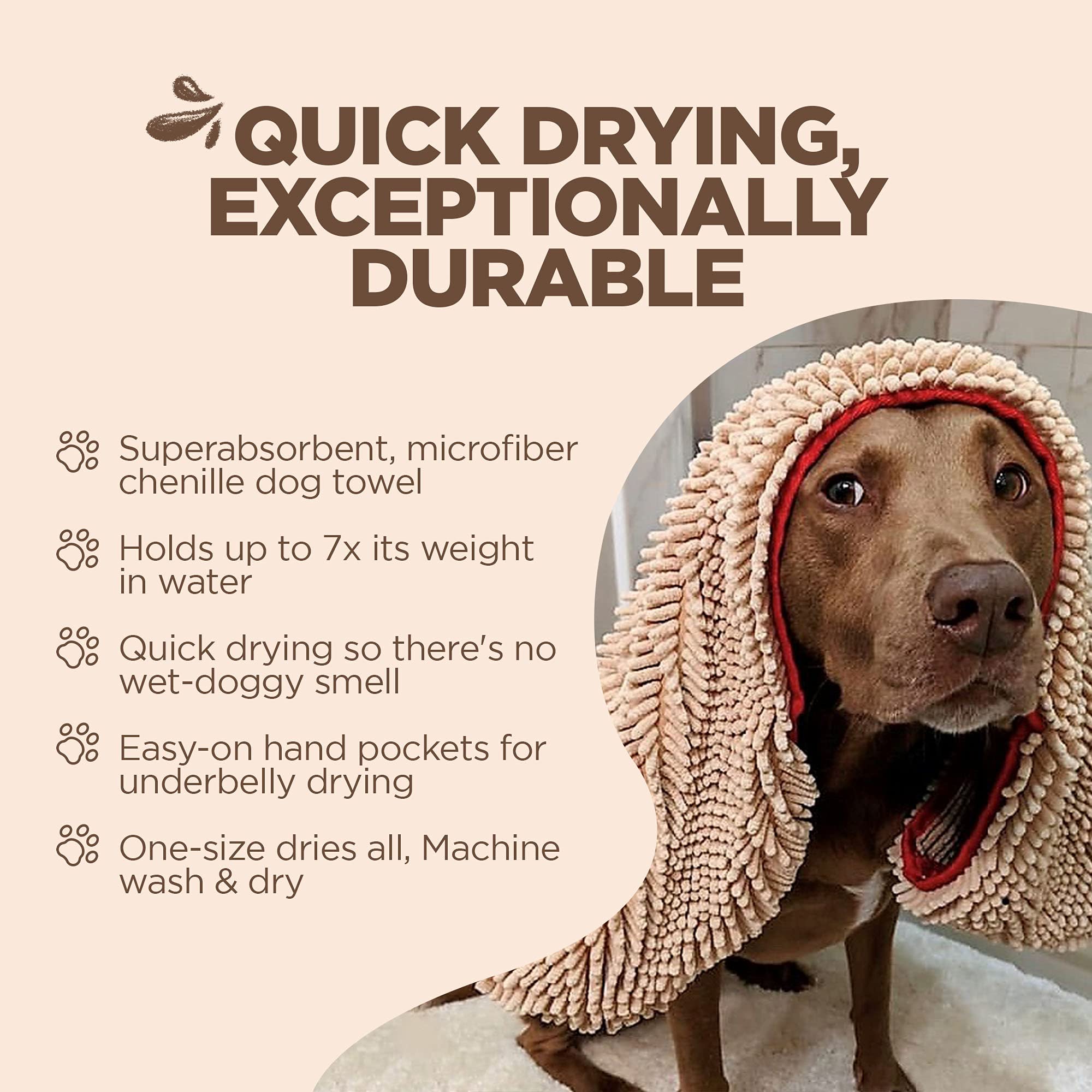 Soggy Doggy towel traps dirt and moisture after outdoor adventures.