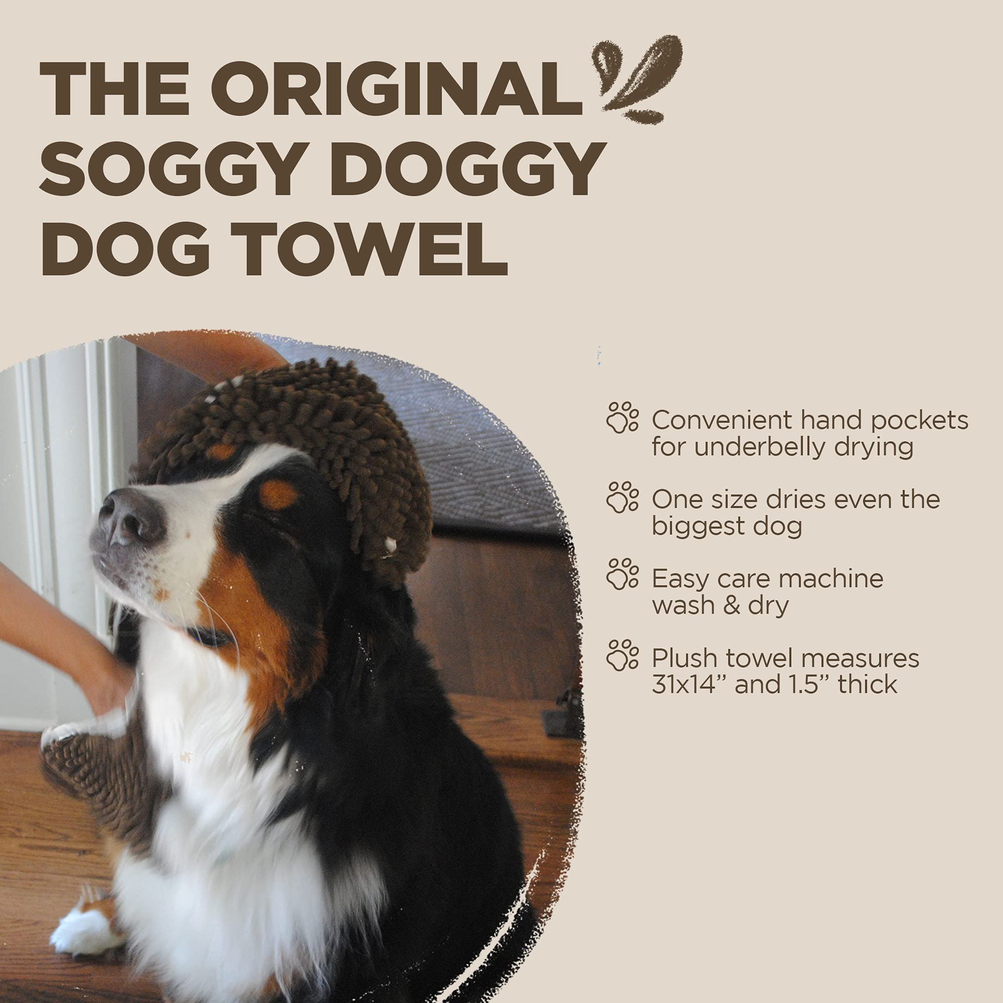 Compact travel-friendly Soggy Doggy shammy ready for on-the-go drying