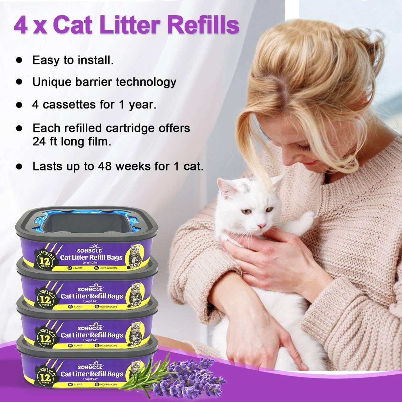 SOHBCLE long-lasting 24-foot bags support up to 12 weeks of use.