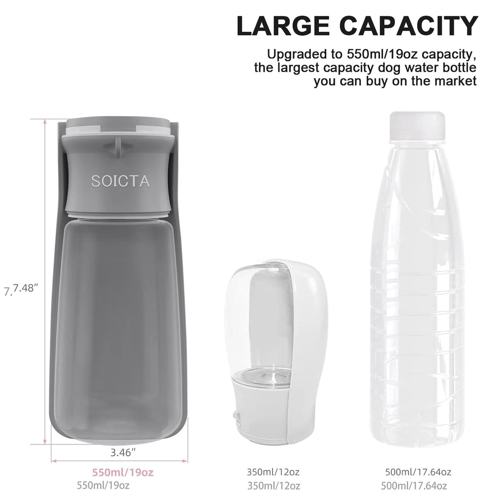 SOICTA collapsible dog water bowl in travel setup.