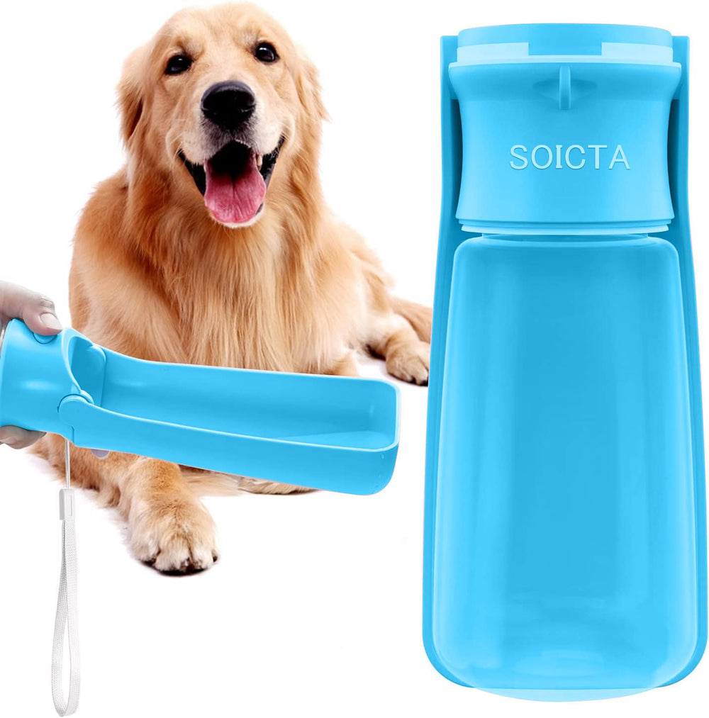SOICTA dog water bottle with folded design for easy on-the-go hydration.