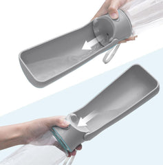 SOICTA dog water bottle with large drinking trough for walks.