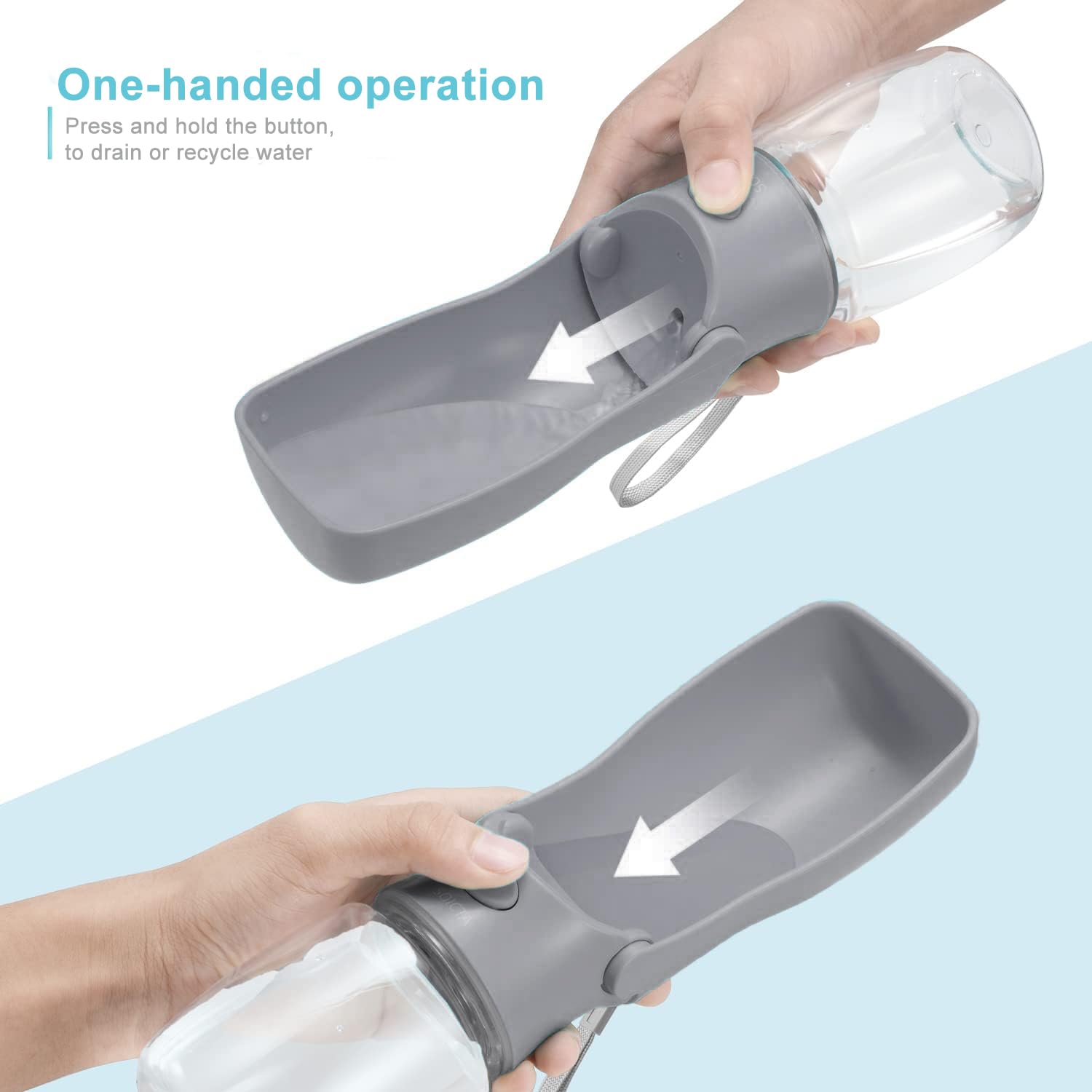 SOICTA bottle shows one-touch dispensing for controlled hydration on travel.