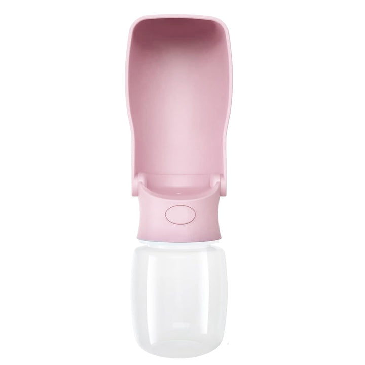 SOICTA portable dog water bottle pink assembled, foldable design for space saving.
