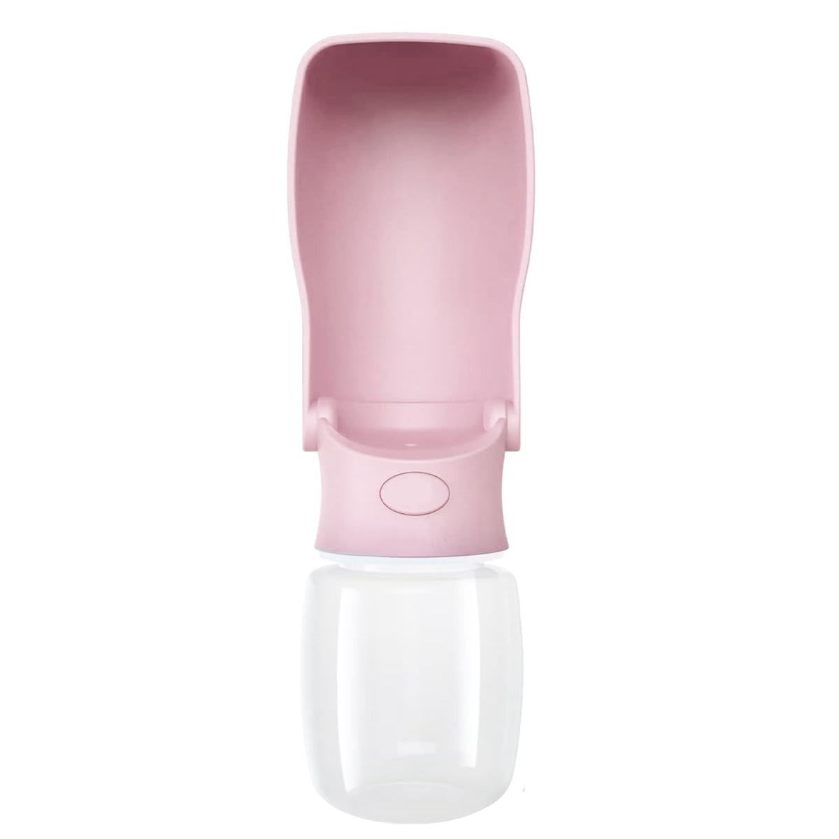 SOICTA portable dog water bottle pink assembled, foldable design for space saving.